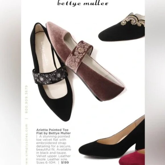 Anthro Bettye Muller Arrieta Shoes Velvet Maryjane Floral Sequin Strap Flats - Picture 11 of 11